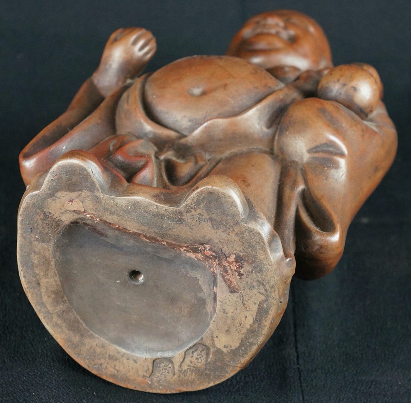アンティーク 日本製 備前焼 布袋尊像 1880年代 日本製 工芸品