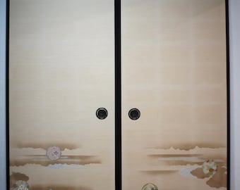 Japan sliding door panels bamboo Fusuma 1980 Wabisabi craft