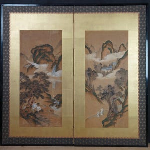 Antique Painted Japanese Screens - Etsy
