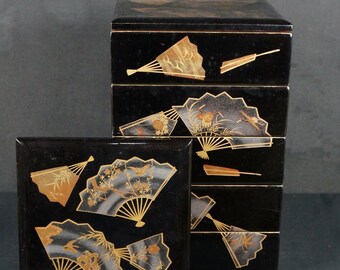 日本製漆塗り木箱 お弁当 1950年代 日本の食品アート 重箱 - Etsy 日本