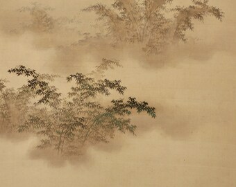 絵画 竹林 アンティーク日本画 竹林 竹庭 1800 禅アート - Etsy 日本