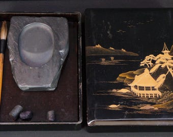 日本 硯箱 禅筆箱セット 1950 漆芸 書道 - Etsy 日本