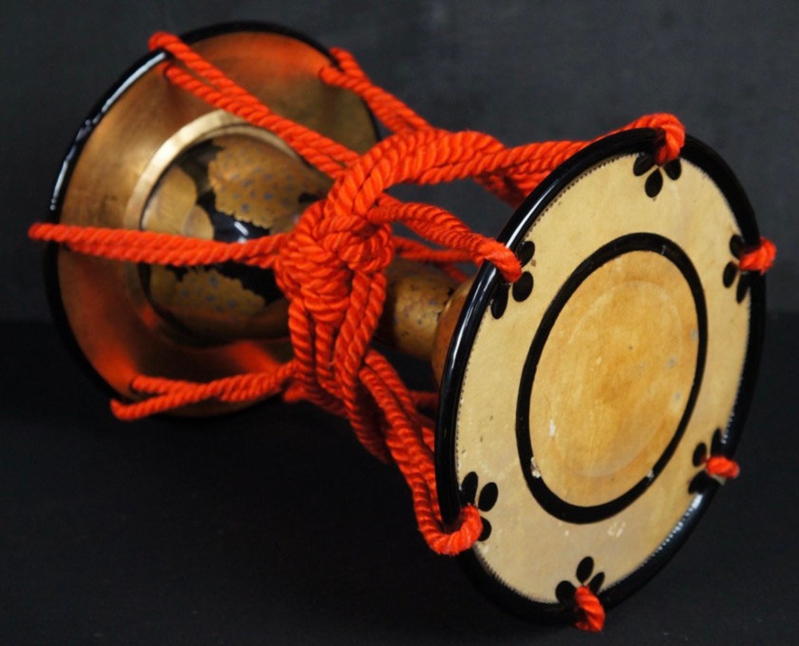 Antique Japan drum Tsuzumi Taiko Noh theater 1800s hand craft instrument, foto 2 di 5