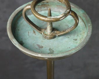 Antiker japanischer Kerzenständer Bronze Shokudai Japan Handwerk 1800 Samurai Lampe