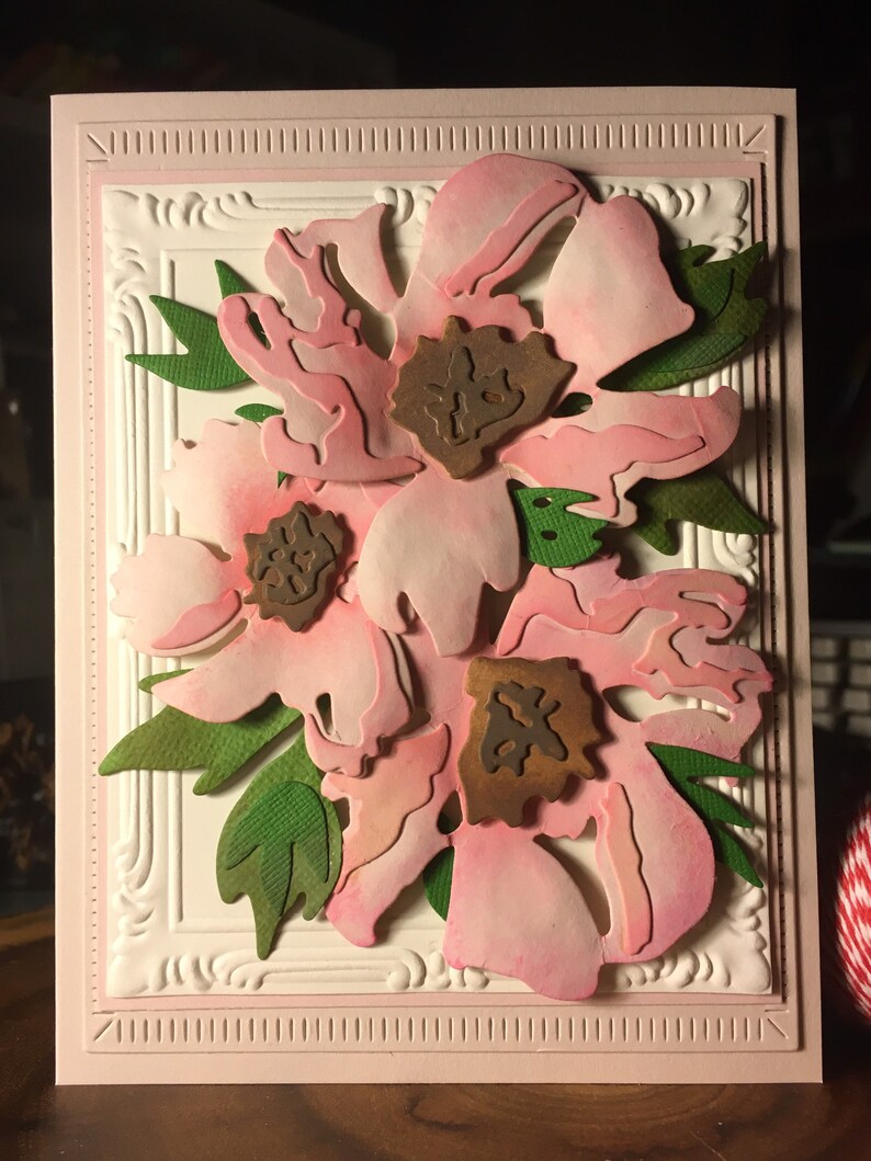 Handmade Greetings Card Pinks on Pink