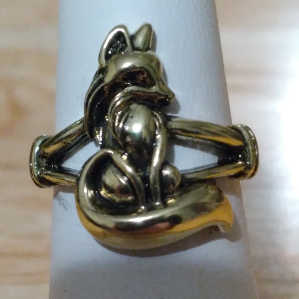 NR5 Fabulous Fox Ring nature Inspired Ring Antique Silver Tone