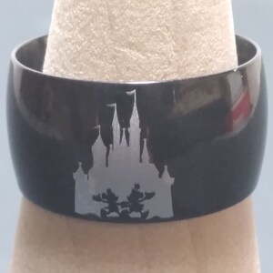 DCR2 Mickey & Minnie Mouse Disney 12mm Ring Etched Titanium Steel Black