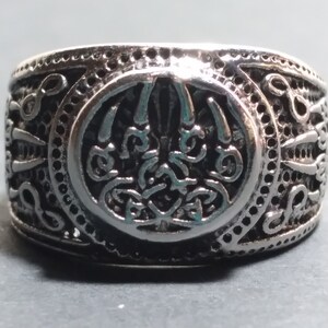 CR12 Celtic Bear Claw Ring Viking Inspired Ring Antique Silver Tone