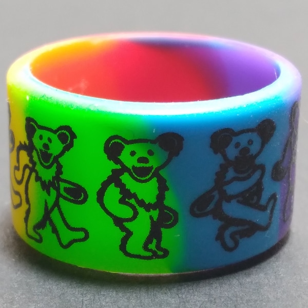 SRGD3 Dancing Bears Silicone Ring Rainbow DeadHead Silicone Ring