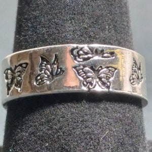 IR3 Butterfly Ring with Inspirational Message Stamped Inside Ladies Ring Silver Tonel image 1