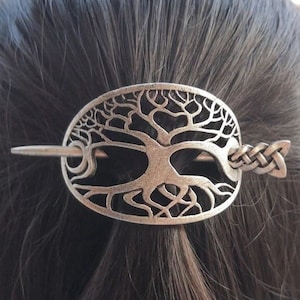 Hair Stick HS12 Viking Hair Slide 2 1/2&quot; Celtic Tree of Life Hair Jewelry