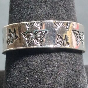 IR3 Butterfly Ring with Inspirational Message Stamped Inside Ladies Ring Silver Tonel image 2