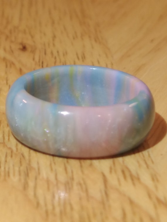 RRPBP Resin  Ring Opalescent Pale Blue & Pink Res… - image 2