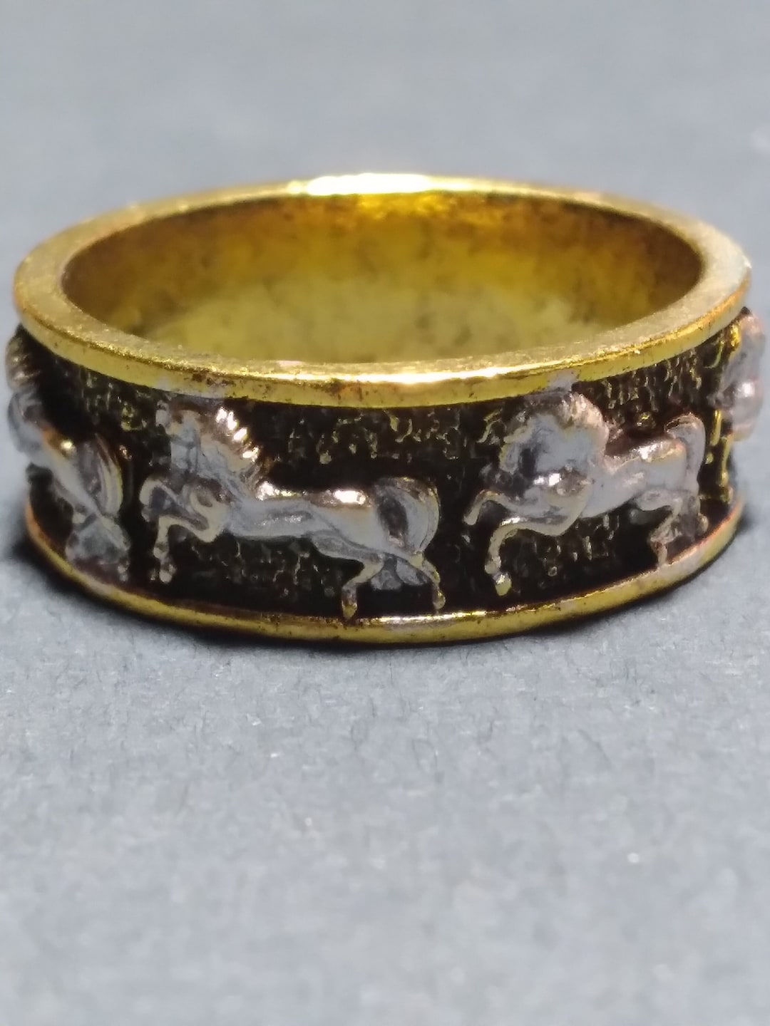 NR9 Two Color Horse Ring Nature Inspired Horse Ring Gold/silver Tone - Etsy