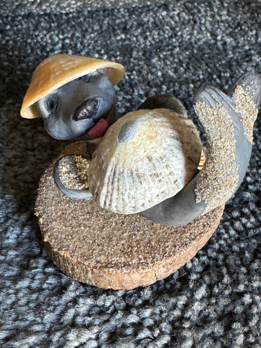 Seal Pup on Real Sand With Shells Polymer Clay Sculpture - Etsy