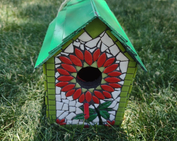 Handmade Mosaic Floral Bird House