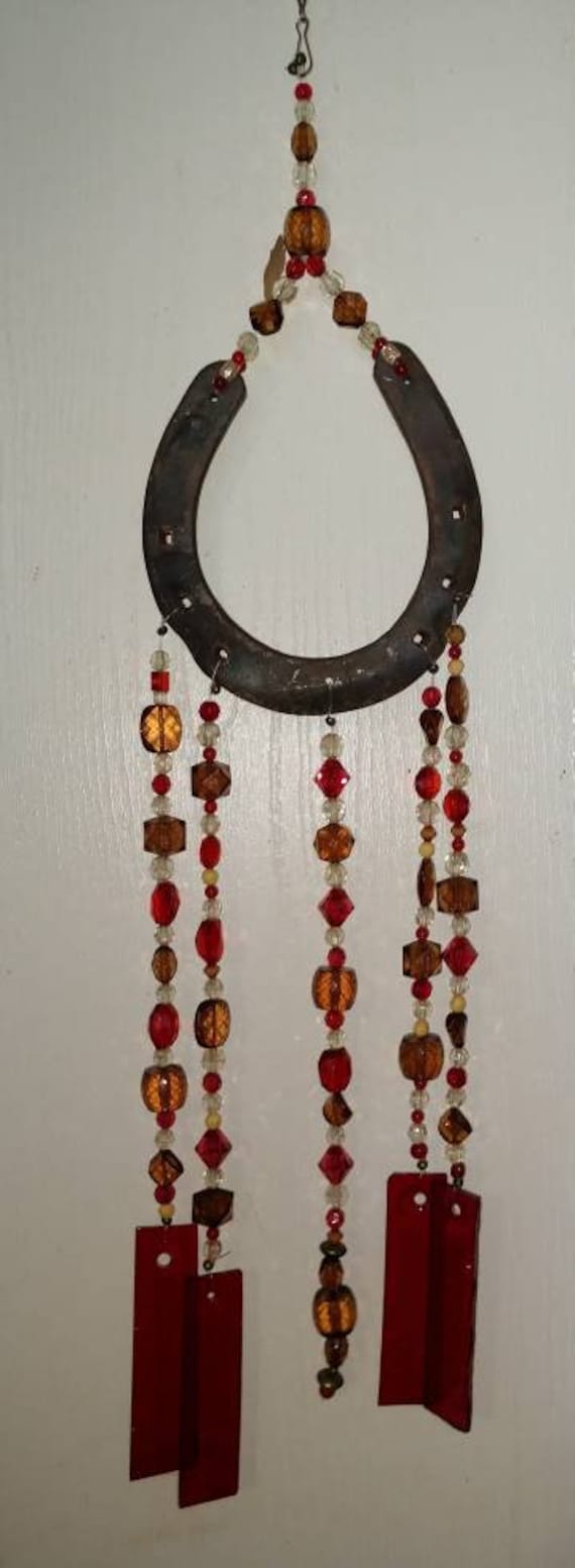 One of a kind Horseshoe Stained Glass Wind Chime