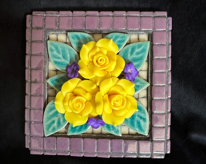 Bright Blocks: Purple with Yellow Roses