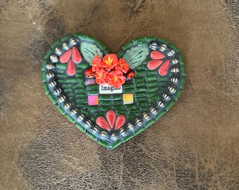 Handmade Mosaic Heart with Roses: Imagine!