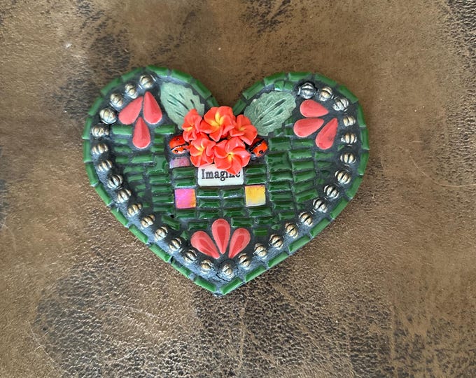 Handmade Mosaic Heart with Roses: Imagine!
