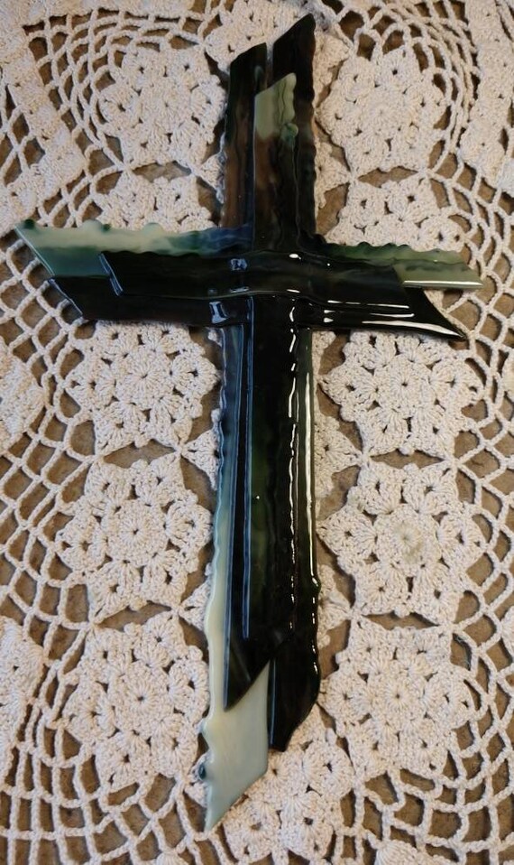 Beautiful Green Stained Glass Cross