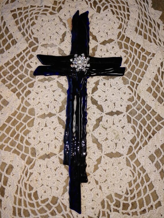 Beautiful Blue Stained Glass Cross