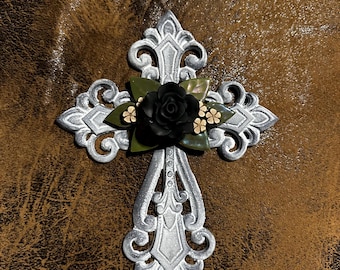 White and Black Cross - Black Rose 2