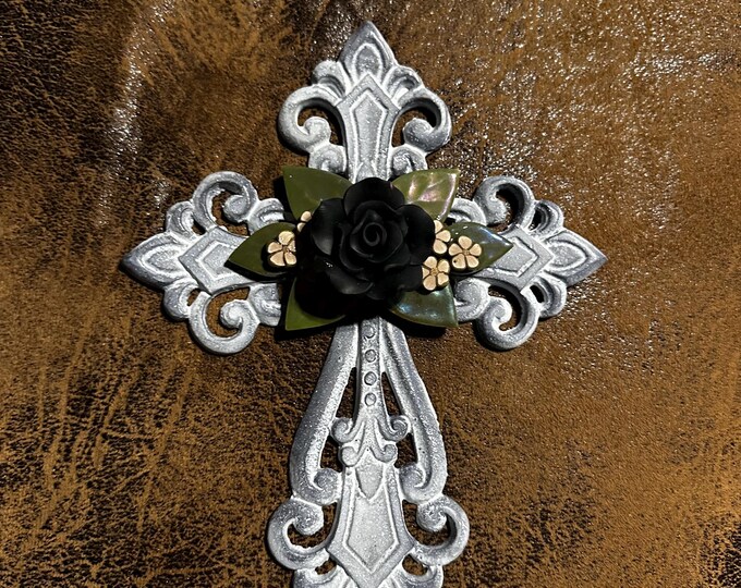 White and Black Cross - Black Rose 2