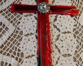 Beautiful Red Stained Glass Cross