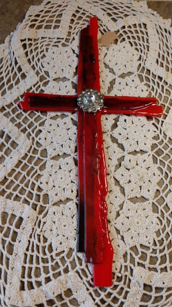 Beautiful Red Stained Glass Cross