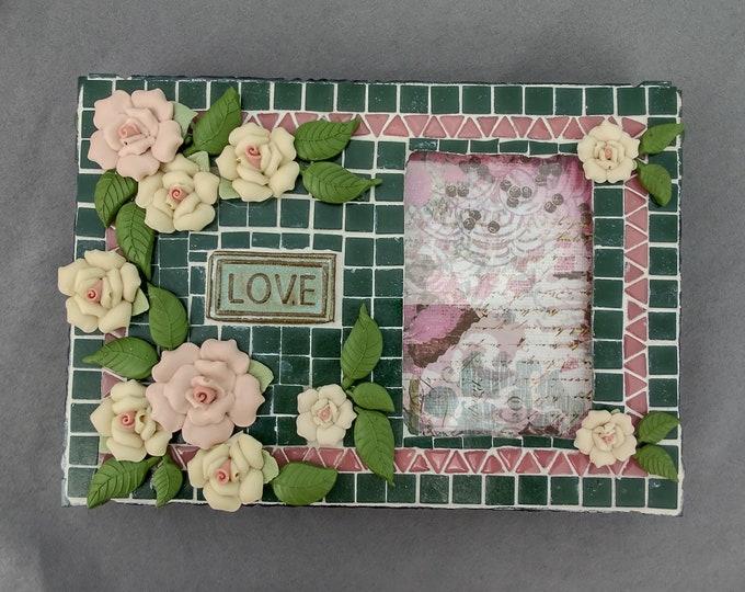 Beautiful Mosaid Picture Frame - Love & Roses