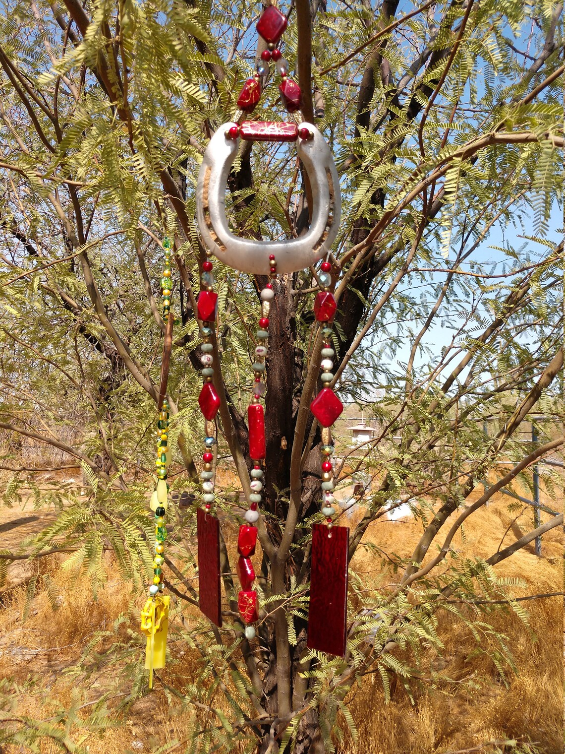 Hasndmade Horseshoe Wind Chime Red & Silver Etsy