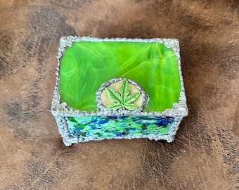 Stained Glass Box - Green Garden, Stash Box