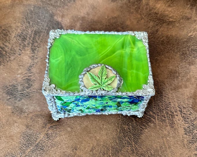 Stained Glass Box - Green Garden, Stash Box