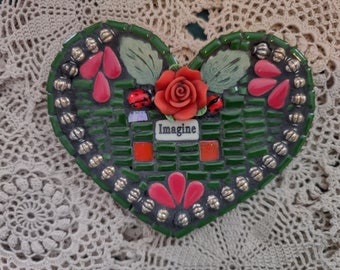 Handmade Mosaic Heart with Roses: Imagine!