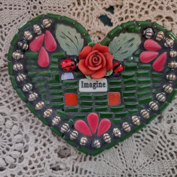 Handmade Mosaic Heart with Roses: Imagine!