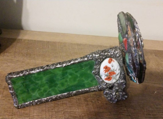 Beautiful Stained Glass Double Wheel Kaleidoscope - Poppies