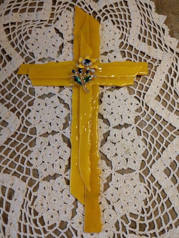 Beautiful Yellow Stained Glass Cross