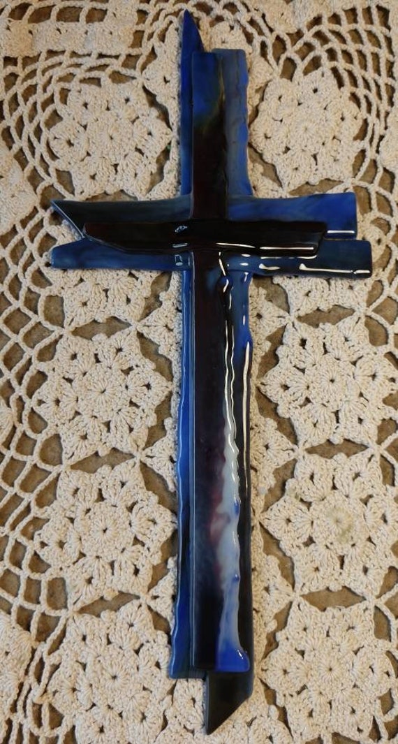 Beautiful Blue Stained Glass Cross