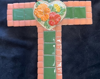 Mosaic Cross - Floral Heart