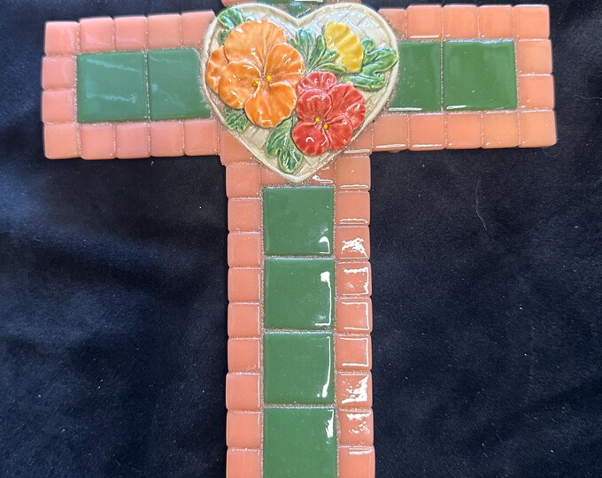 Mosaic Cross - Floral Heart