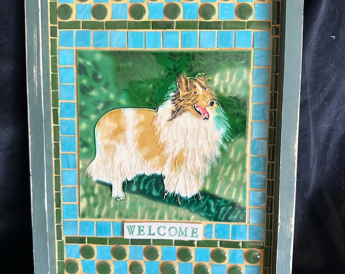 Rustic Mosaic Wall Hanging - Collie