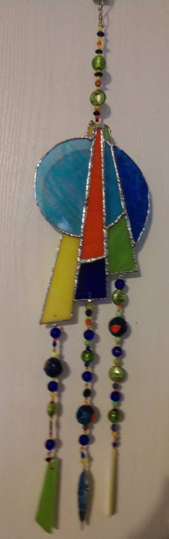 Stained Glass Feather Mandela Wind Chime