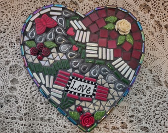 Handmade 9-Inch Mosaic Heart: Love!