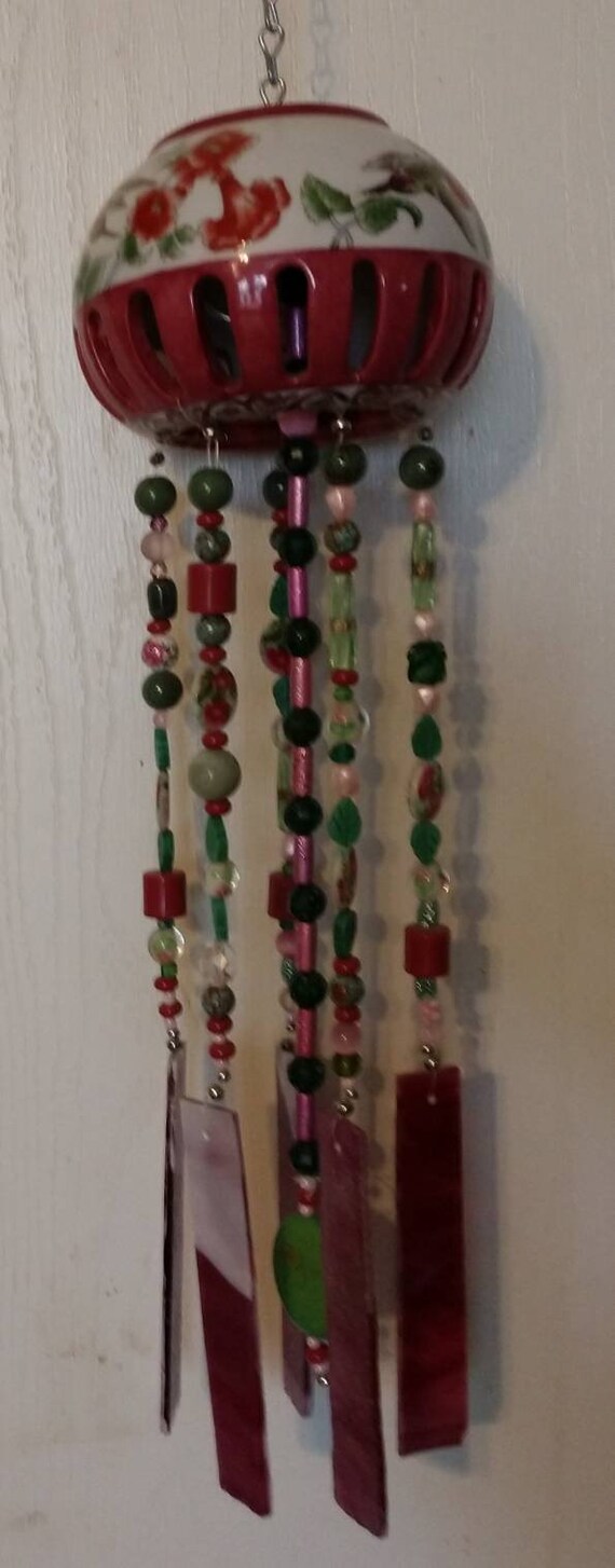 Hummingbird Garden Stained Glass Wind Chime