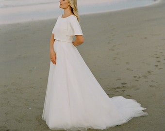 Tulle Bridal skirt with train Ivory