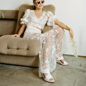 Lace bridal pants