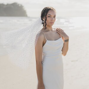 Polka dot tulle short veil with blusher image 3