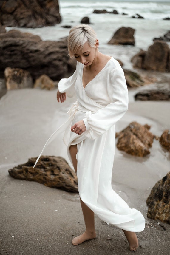 silk wrap wedding dress
