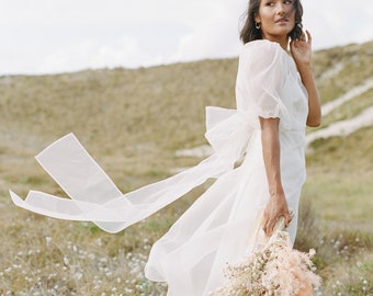 Lovely Dress - Zijden organza trouwjurk met pofmouwen